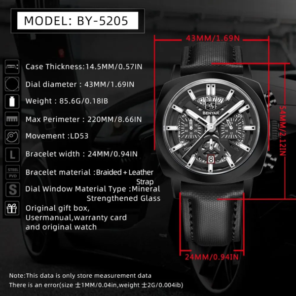 Benyar By 5205 Fusion Chrono Watch in Black colour by Shop2door.com.pk