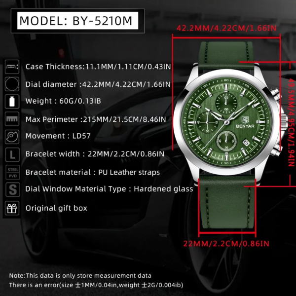 Benyar BY 5210 Ultrachron Green Colour Watch shop2door