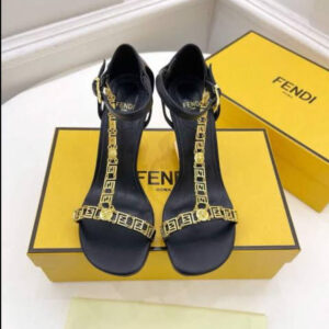FENDI First Fendace Black Leather Heels | FENDI High Heel Sandals for Women in Pakistan