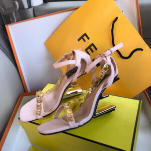 FENDI First Fendace Black Leather Heels | FENDI High Heel Sandals for Women in Pakistan