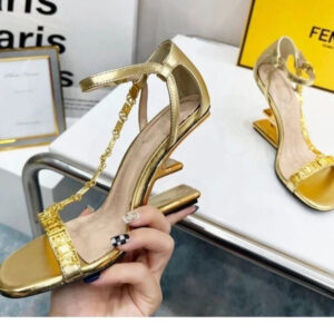 FENDI First Fendace Black Leather Heels | FENDI High Heel Sandals for Women in Pakistan