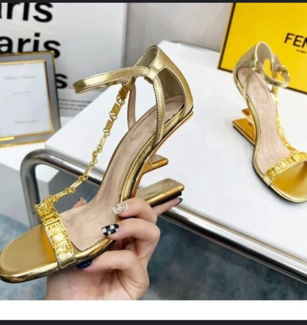 FENDI First Fendace Black Leather Heels | FENDI High Heel Sandals for Women in Pakistan