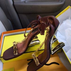 FENDI First Fendace Black Leather Heels | FENDI High Heel Sandals for Women in Pakistan