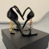 YSL Logo-Heel Sandals in gold hardware