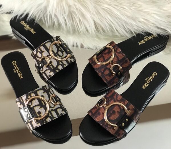 Shop Christian Dior Flats Master Copy at Rs. 2750. Sizes 36–42. Premium replica slippers for women with brand box. Delivery all over Pakistan.