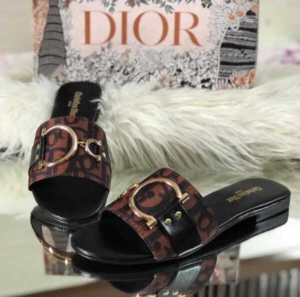 Shop Christian Dior Flats Master Copy at Rs. 2750. Sizes 36–42. Premium replica slippers for women with brand box. Delivery all over Pakistan.