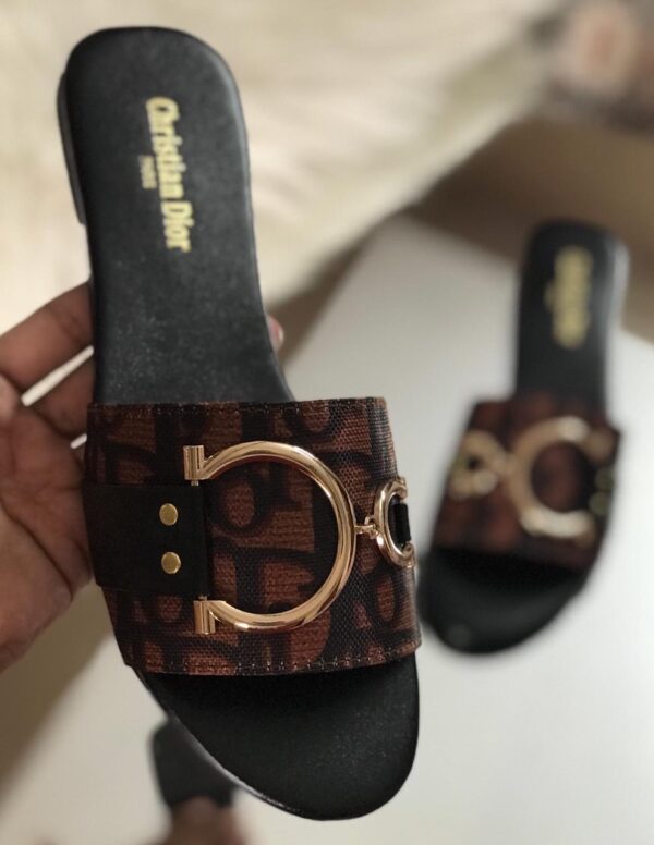 Shop Christian Dior Flats Master Copy at Rs. 2750. Sizes 36–42. Premium replica slippers for women with brand box. Delivery all over Pakistan.