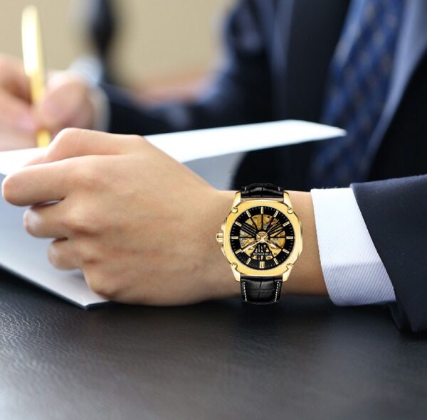 Shop original T-WINNER men's watch featuring a square skeleton dial, automatic movement, and premium leather strap