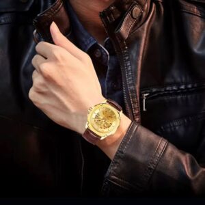 Shop original T-WINNER men's watch featuring a square skeleton dial, automatic movement, and premium leather strap