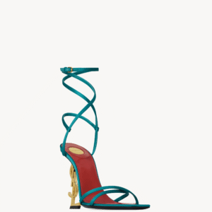 Cassandre heel sandals in gold-tone with crisscross silk straps