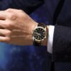 POEDAGAR Original Leather Watch – Stylish Day & Date Watch for Men