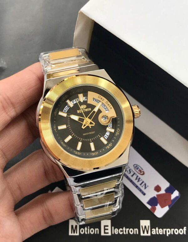 Discover the new BESTWIN Original Men’s Watch – quartz movement, day & date working, stainless steel chain, and heavy premium design. Available in 11 colors at Shop2Door Pakistan.