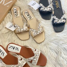 ZARA Stone Flats Replica | Stylish Slippers for Women