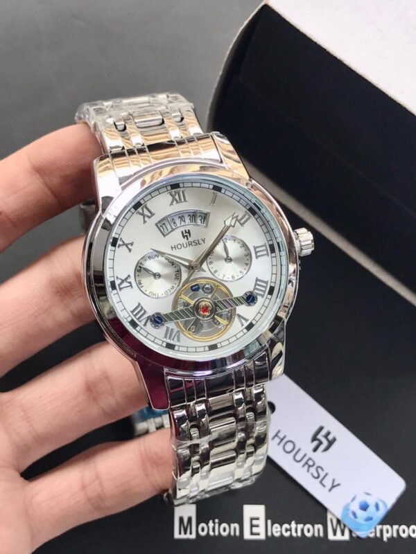 HOURSLY Original Skeleton Watch for Men in Pakistan – Premium Heavy-Weight Stainless Steel Watch with Date Function – Advance Payment Only