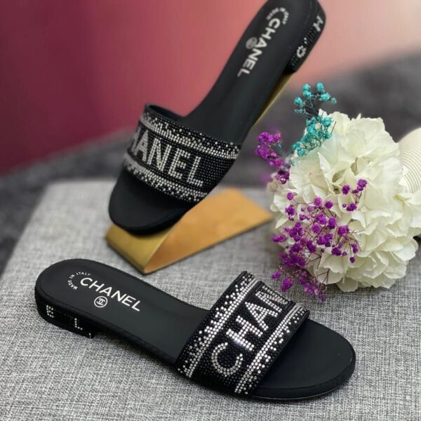 CHANEL Master Replica Flat Slipper for Women – Premium Chanel Flats with Diamond Logo in Pakistan