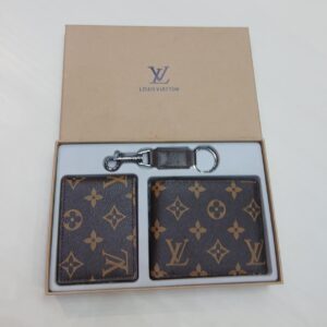 Men Wallet, Keychain & Card Holder Gift Set | LV Master Copy Gift Set in Pakistan