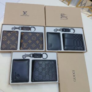 Men Wallet, Keychain & Card Holder Gift Set | LV Master Copy Gift Set in Pakistan