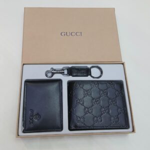 Men Wallet, Keychain & Card Holder Gift Set | LV Master Copy Gift Set in Pakistan
