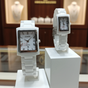 Premium White Ceramic Watch Set for Pashtun Couples