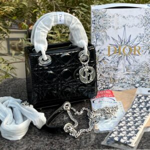 Christian Dior Mini Lady Dior black patent