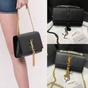 YSL Borsa Tassels Crossbody Long Chain Bag black