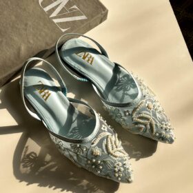 ZARA embroidery net slipper mules
