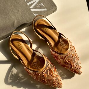 ZARA embroidery net slipper mules
