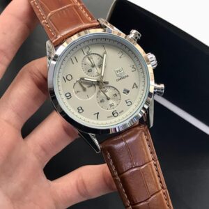 Tag Heuer Carrera Leather Strap Watch Black Dial