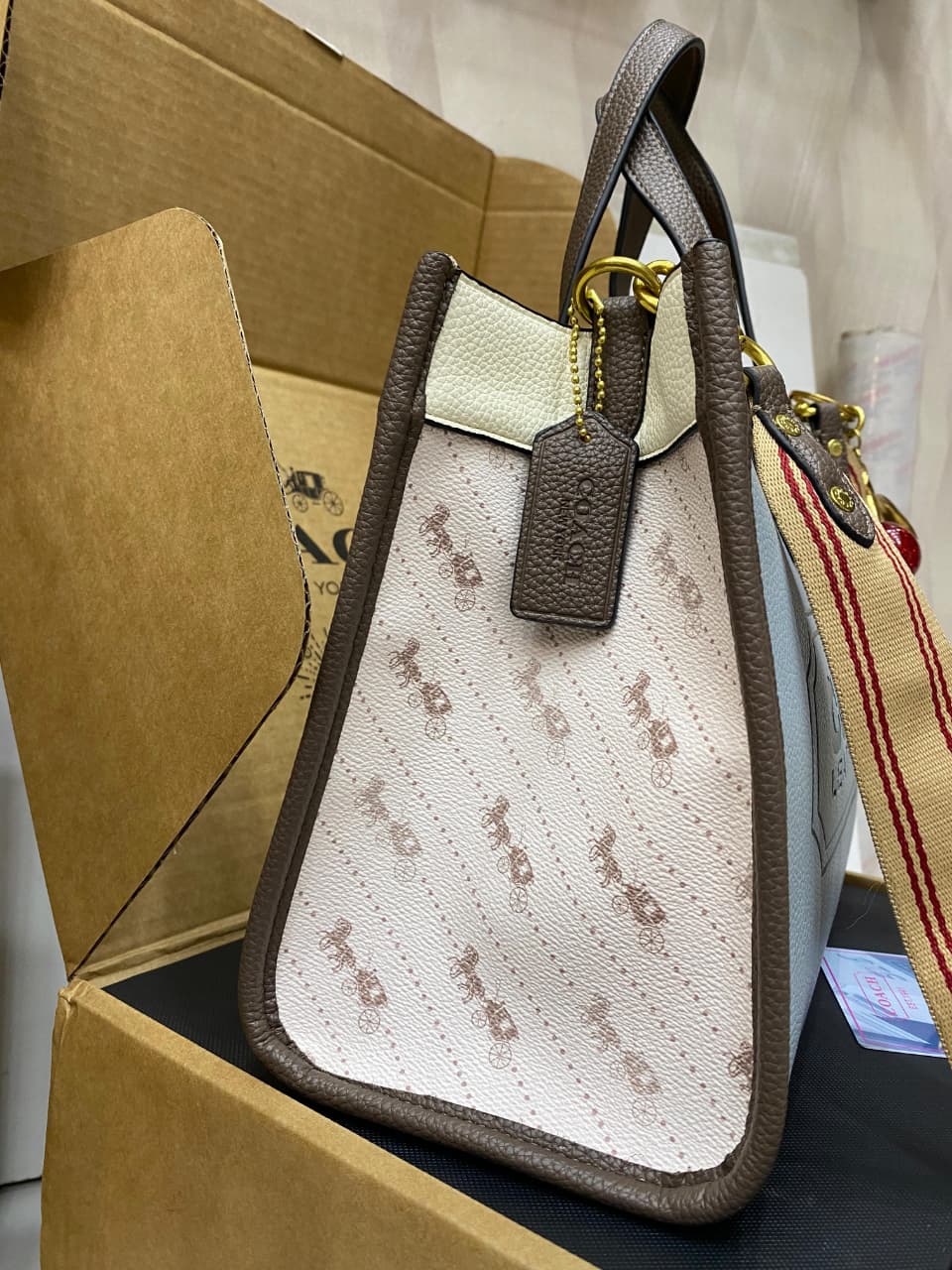 COACH Caviar Shoulder Bag with Cherry