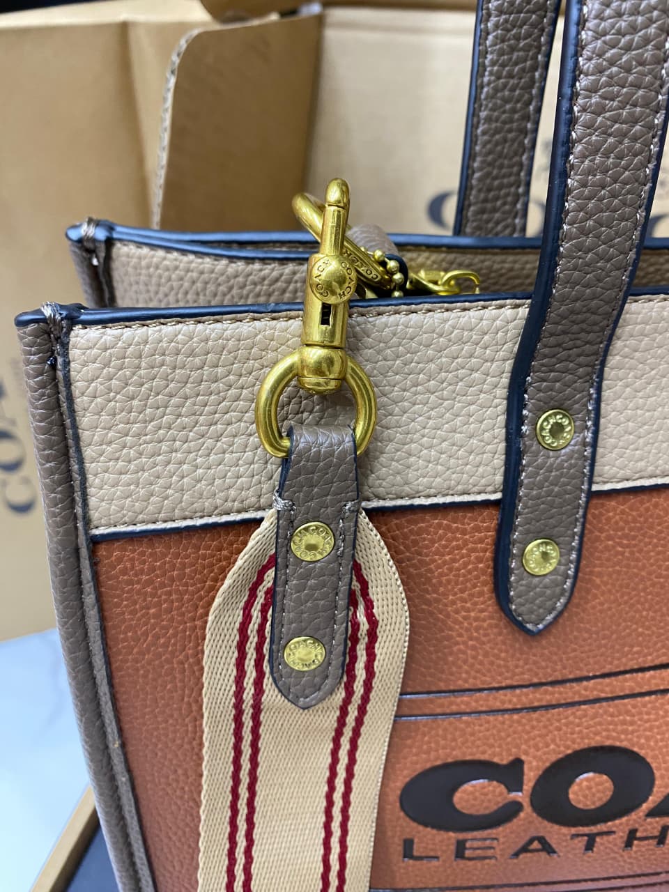 COACH Caviar Shoulder Bag with Cherry