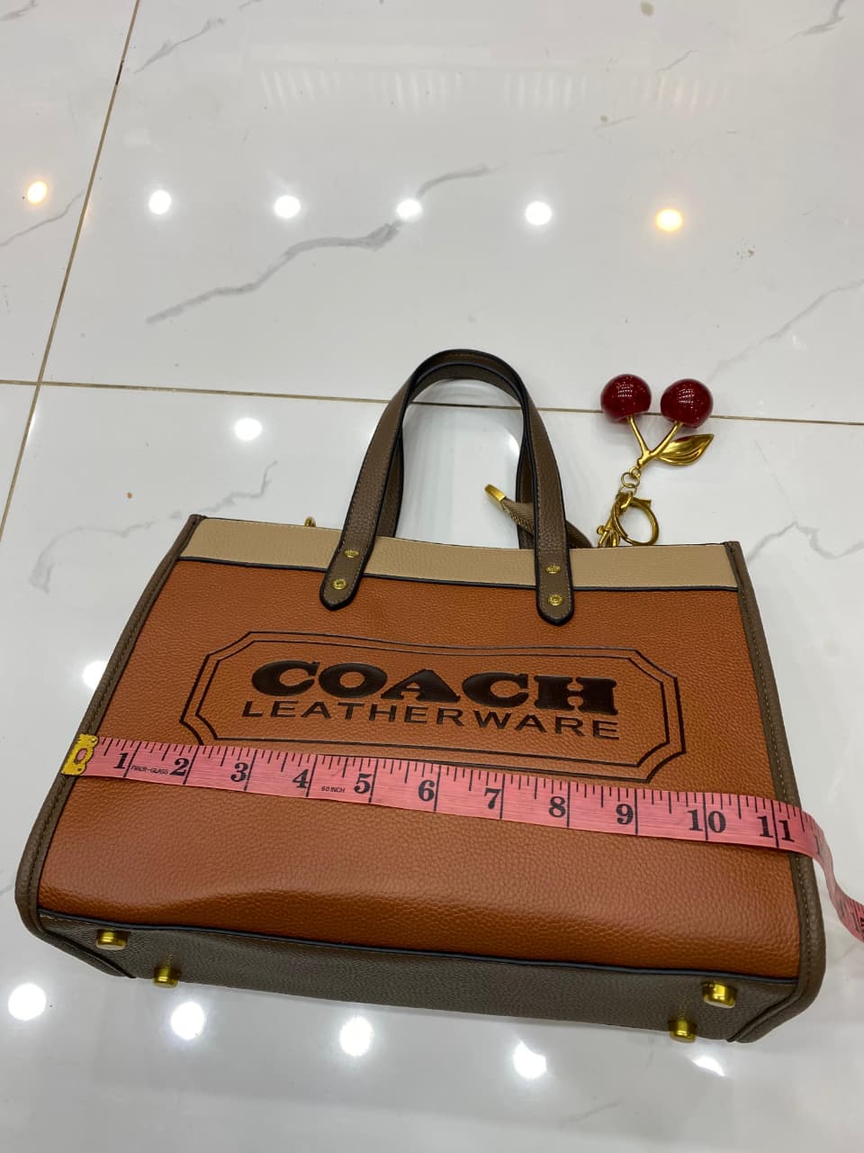 COACH Caviar Shoulder Bag with Cherry