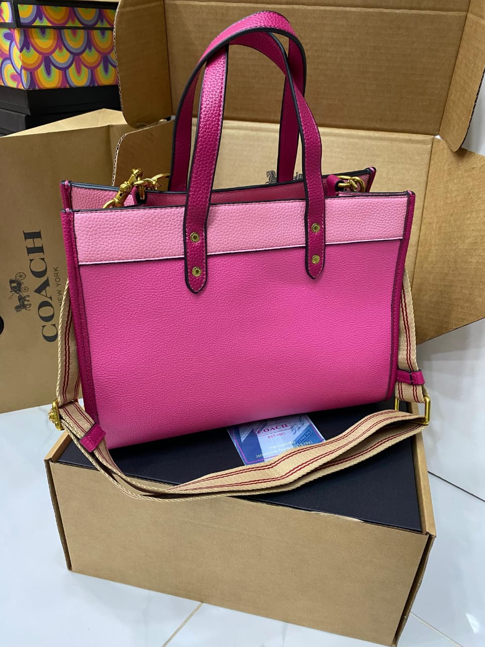 COACH Caviar Shoulder Bag with Cherry