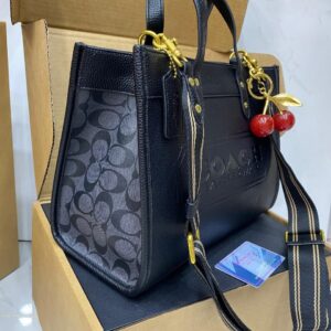 COACH Caviar Shoulder Bag with Cherry