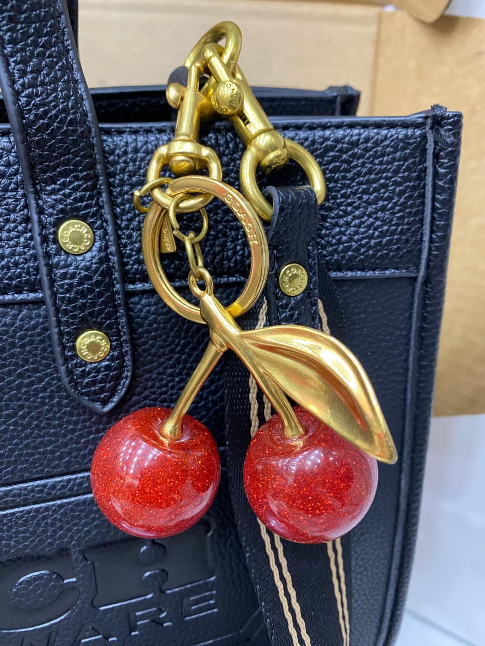 COACH Caviar Shoulder Bag with Cherry