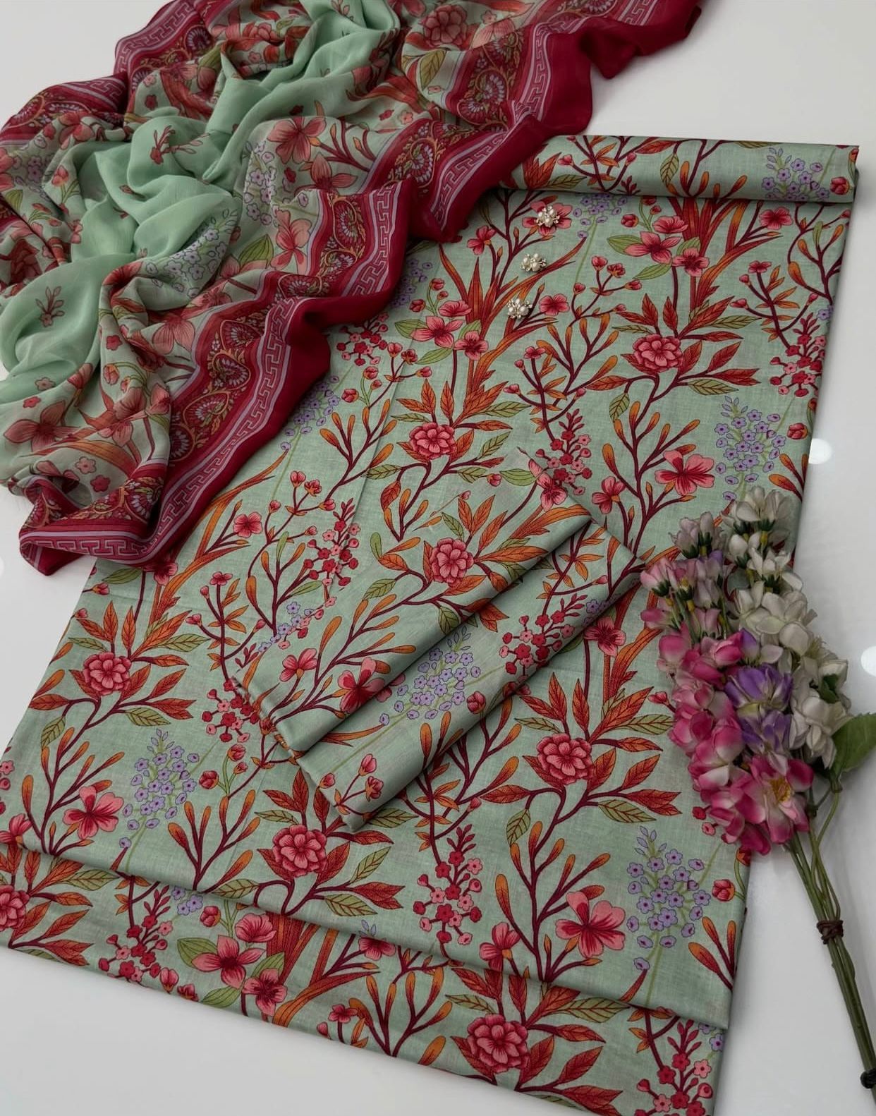 designer lawn suits premium swiss lawn usa chiffon dupatta