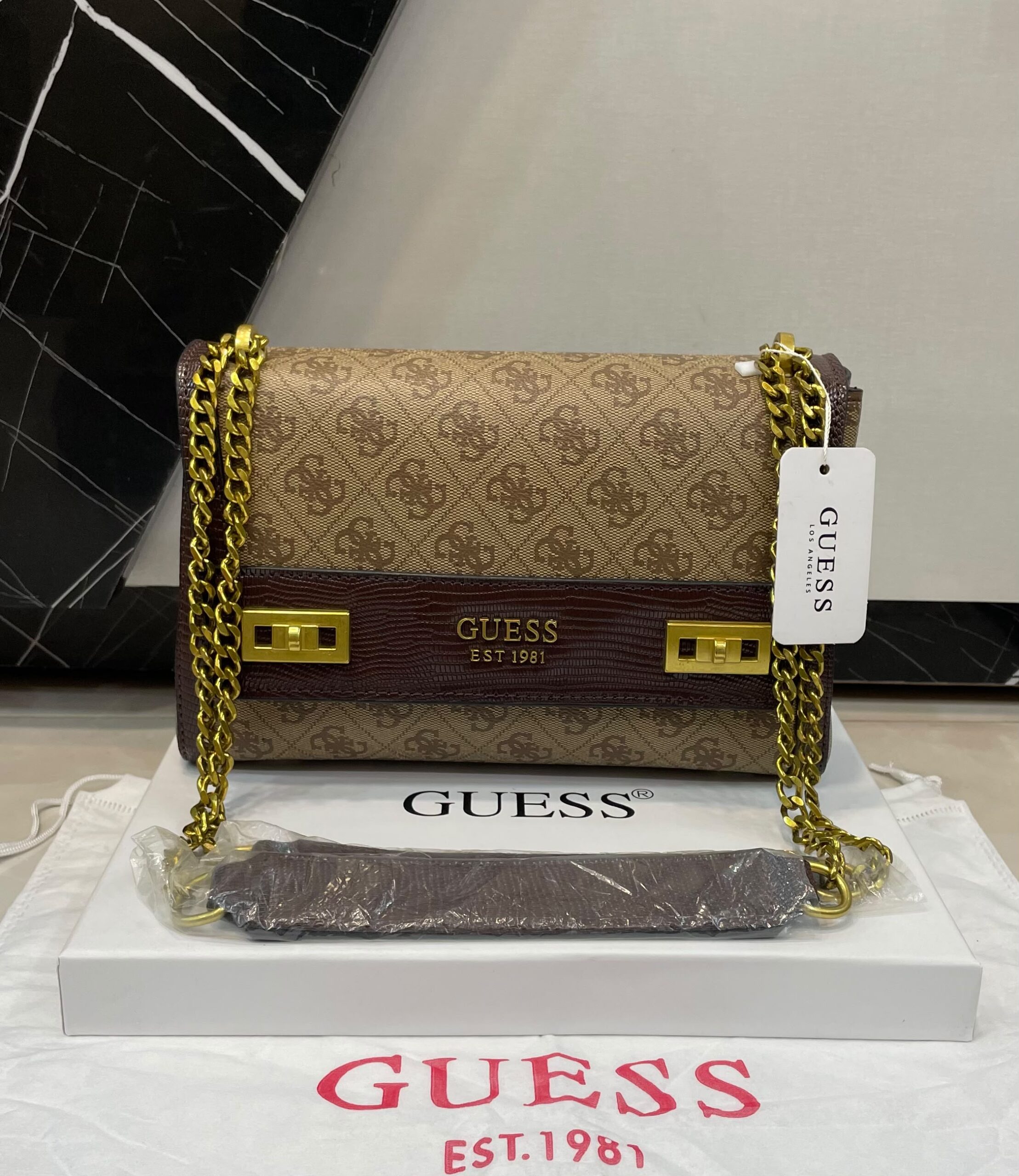Guess Katey Croc Shoulder Bag women's premium handbag Pakistan