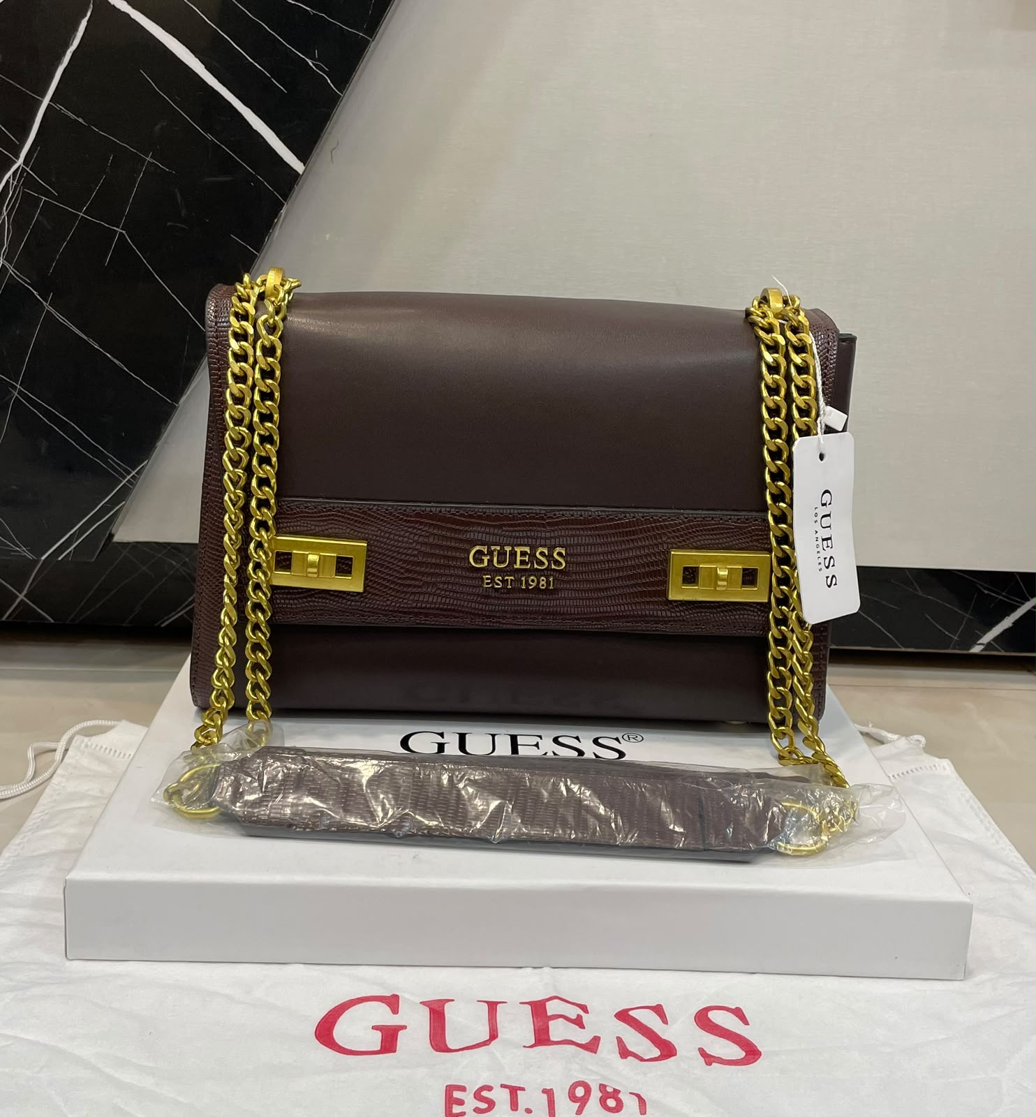 Guess Katey Croc Shoulder Bag women's premium handbag Pakistan