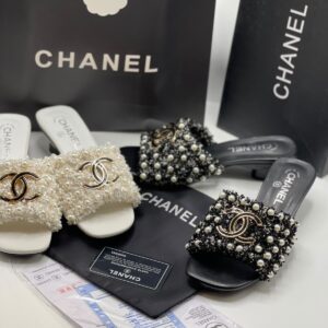 Women's low-heeled summer slippers with pearl appliques premium ladies footwear Pakistan