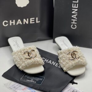 Women's low-heeled summer slippers with pearl appliques premium ladies footwear Pakistan