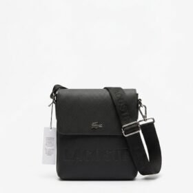 LACOSTE Branded Men’s Cross Body Bag – Premium Black Shoulder & Sling Bag for Men