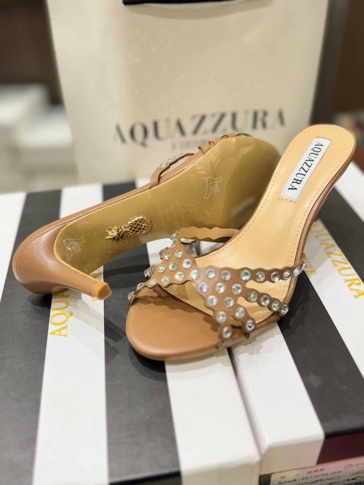 AQUAZZURA Tequila Mule 75 crystal embellished heels for women in Pakistan