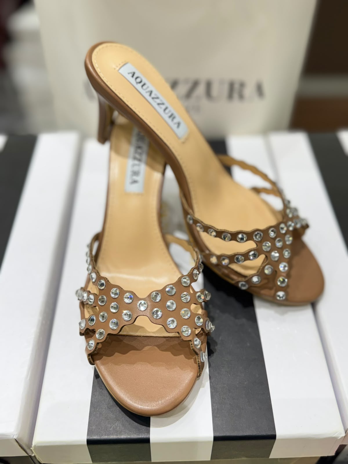 AQUAZZURA Tequila Mule 75 crystal embellished heels for women in Pakistan