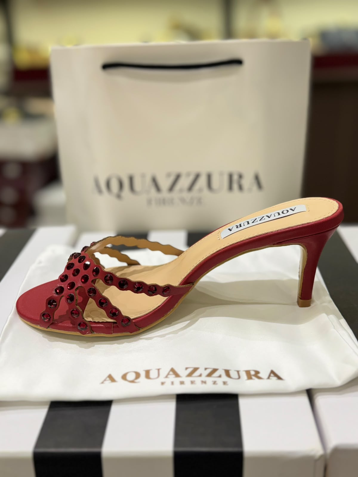AQUAZZURA Tequila Mule 75 crystal embellished heels for women in Pakistan