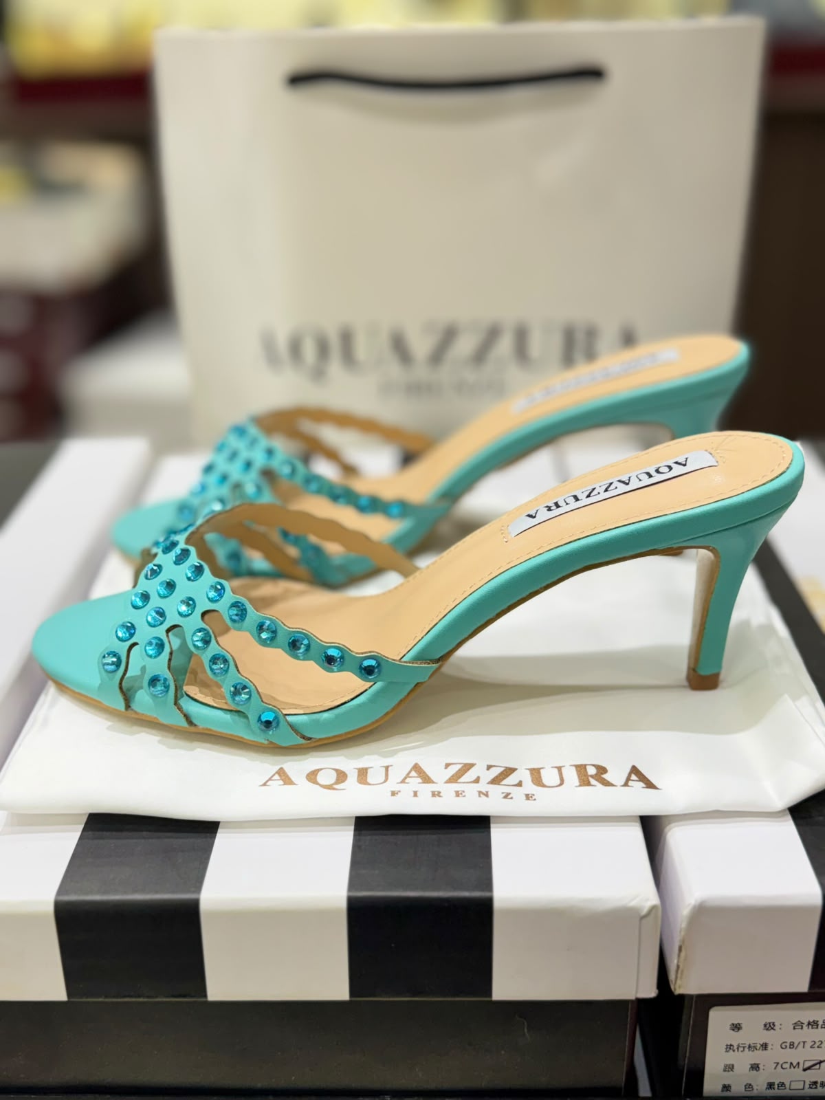 AQUAZZURA Tequila Mule 75 crystal embellished heels for women in Pakistan