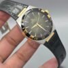 Omega Luxury Silver & Gold Watch – Black Bezel, Rubber Strap watch in Pakistan