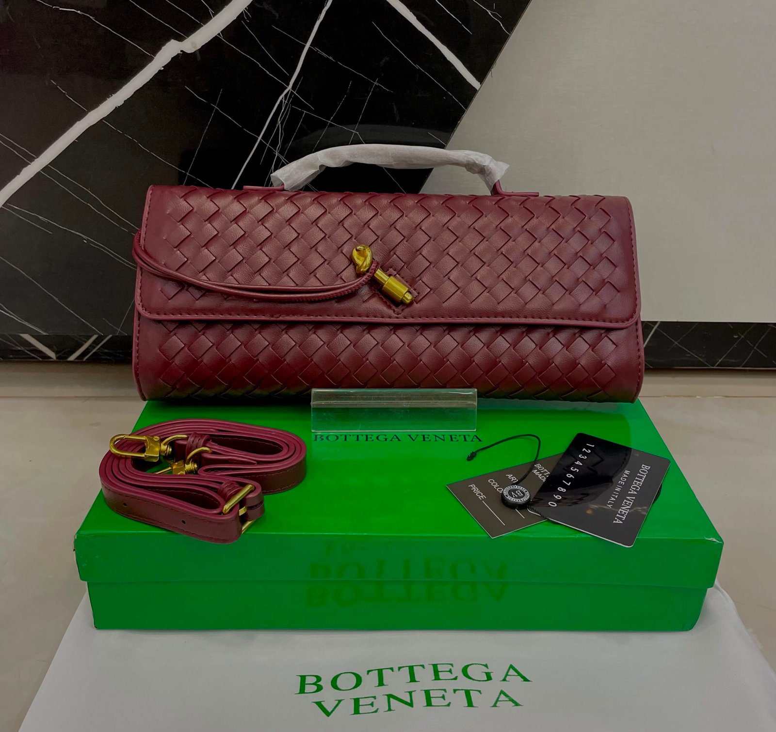 Bottega Veneta Andiamo Clutch Black Intrecciato Leather Pakistan by shop2door
