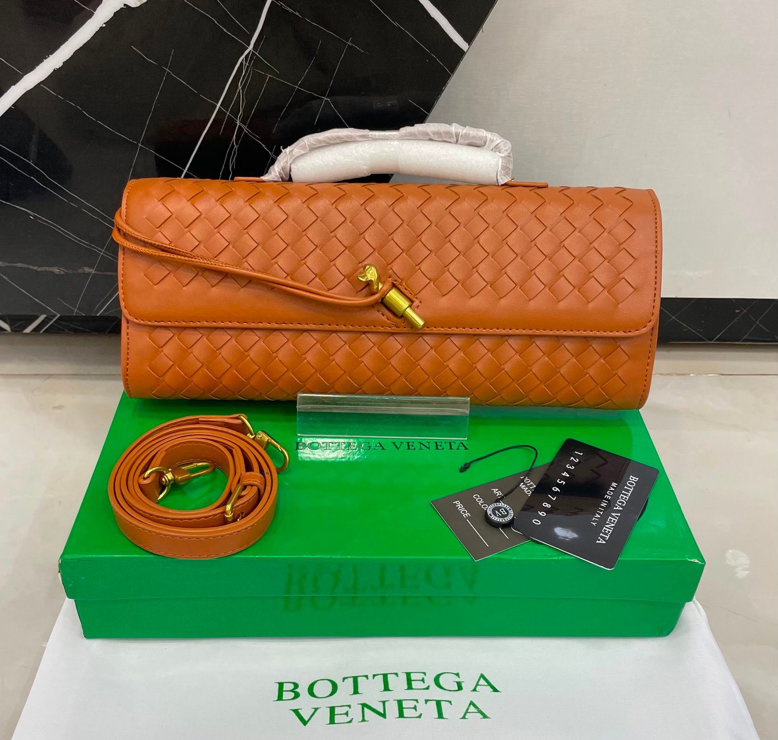 Bottega Veneta Andiamo Clutch Black Intrecciato Leather Pakistan by shop2door