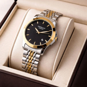 Emerald Infinity ES-9007 matching two-tone bracelet couple watches