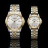 Emerald Infinity ES-9007 matching two-tone bracelet couple watches