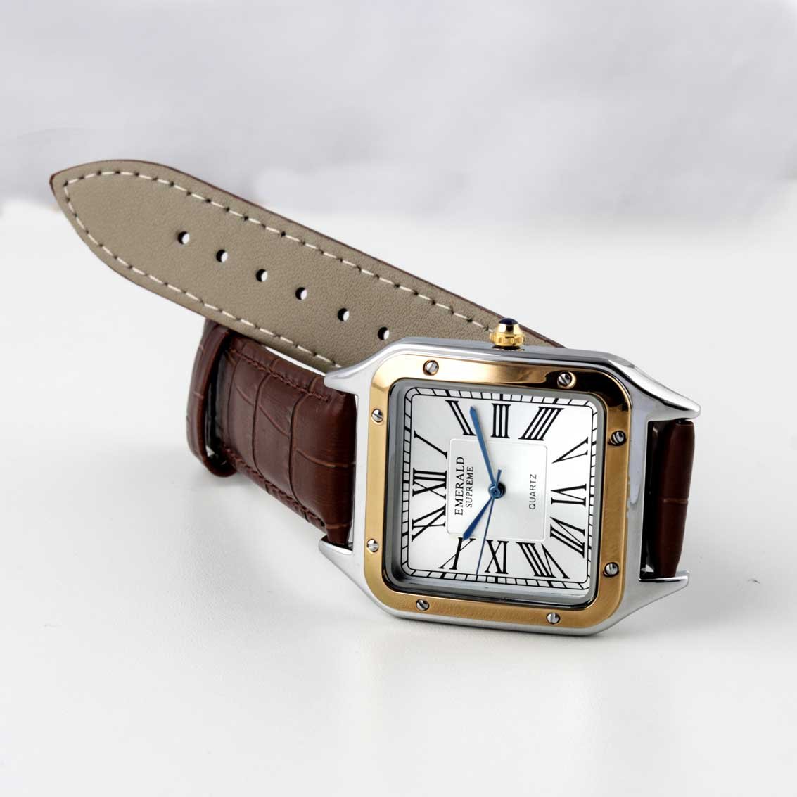 Emerald Santos ES-2031 men's watch with white dial and two-tone design